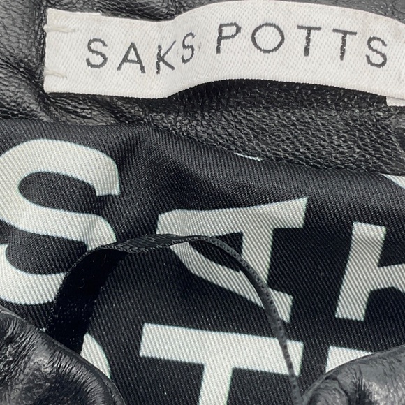 SAKS POTTS BLACK LAMB LEATHER TATTOO CORSET TOP - Picture 4 of 6